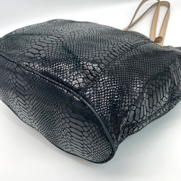 Michael Kors Jet Set Black Embossed Python Tote - Picture 8 of 13